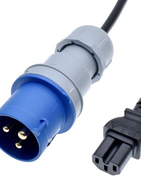 IEC309工业防水16A插头插座316P6转C15凹槽品字1.8米舞台灯光延长