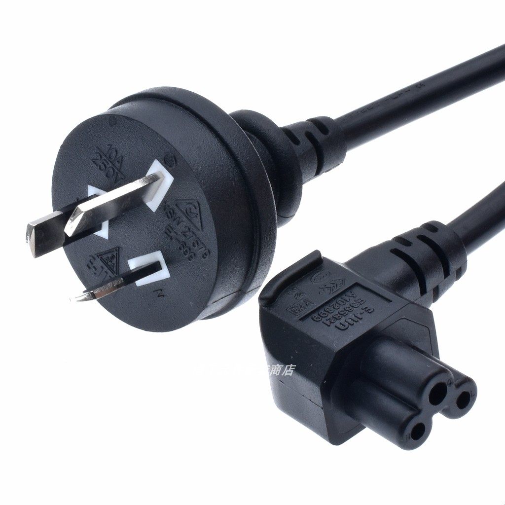 澳规国标梅花尾插头至iec 320 c5左弯头米奇电源线电视打印机 1米