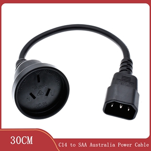 IEC320品字公C14转ASR澳规三插母座0.3米电源线带插头10A PDU/UPS