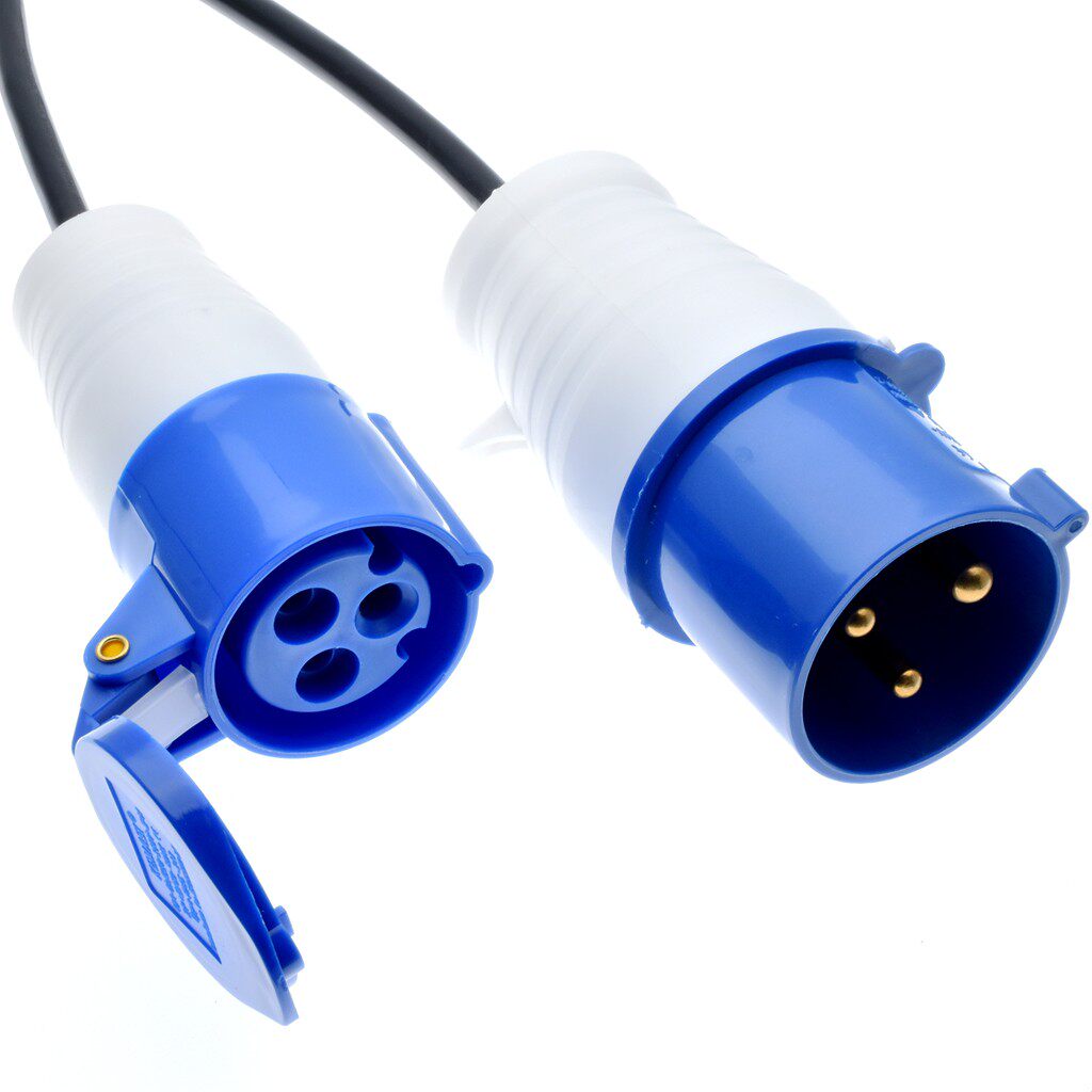 IEC309 16A公头转32A母座2米32A公头转16A母座蓝色工业插头电源线