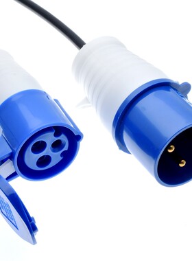IEC309 16A公头转32A母座2米32A公头转16A母座蓝色工业插头电源线