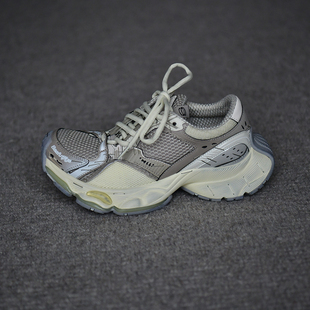 皮厚先生 爆款透气网纱歪头老爹鞋女厚底做旧脏脏鞋运动防滑夏季