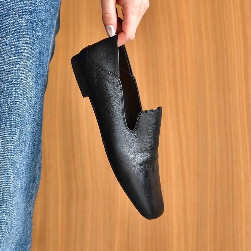 皮厚先生 通勤方头胎牛皮深口单鞋女平跟柔软真皮乐福鞋春秋新款,女鞋,深口单鞋,淘宝优惠券,粉丝福利购,淘宝优惠卷