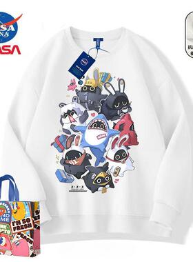 NASA日系潮牌绝区零Q版卡通ins卫衣男2026秋冬款宽松休闲圆领上衣