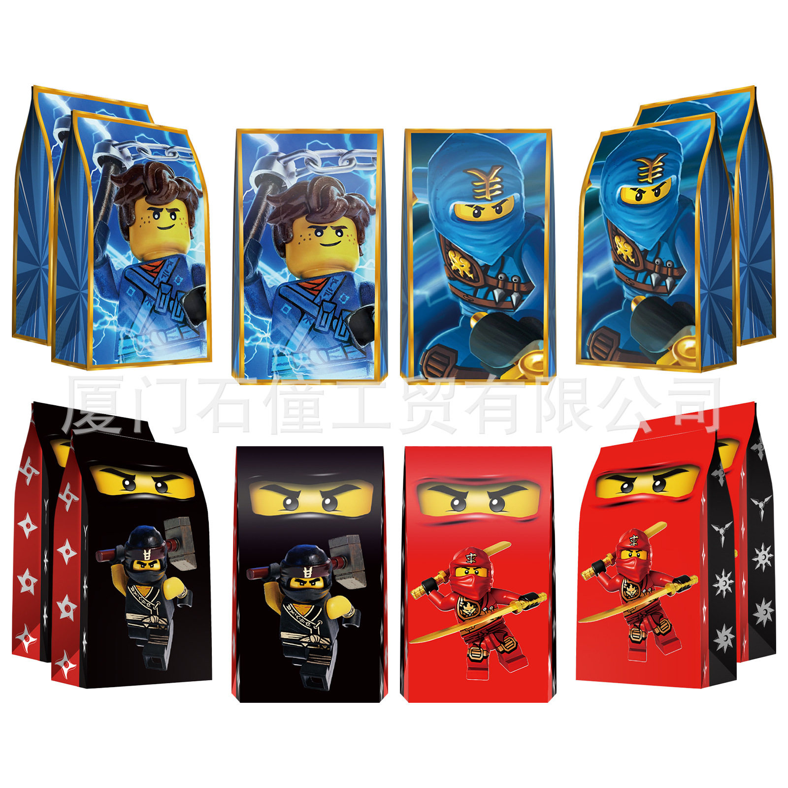 积木忍者礼品袋幻影忍者糖果袋生日派对纸袋装饰爆米花礼品袋手提