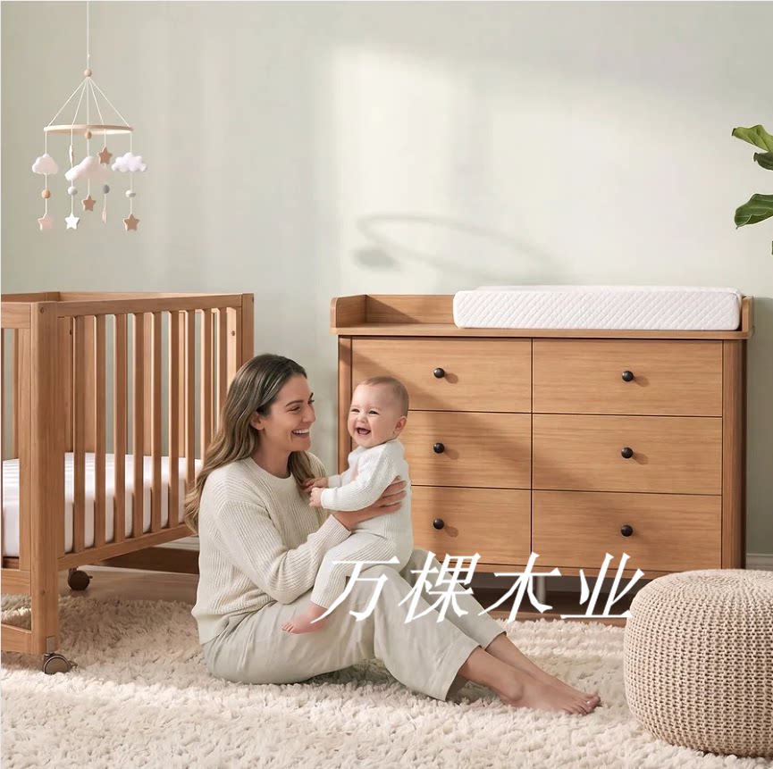 简约全实木新生婴幼儿尿布台护理定制多功能儿童6斗柜储物衣柜