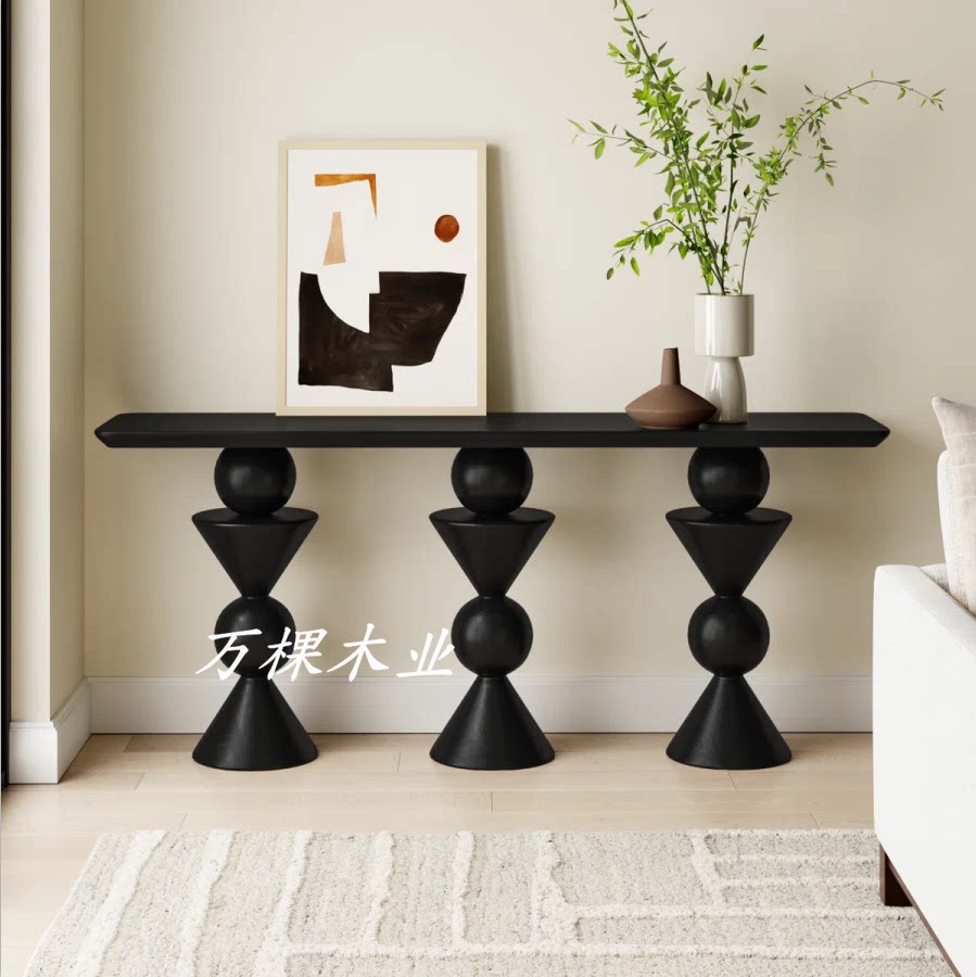 法式创意中古风实木梳妆台定制美式客厅玄关控制柜入户门厅花园柜