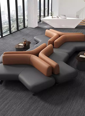 售楼处洽谈沙发酒店大厅大堂商务接待会客银行休息区等候皮艺沙发