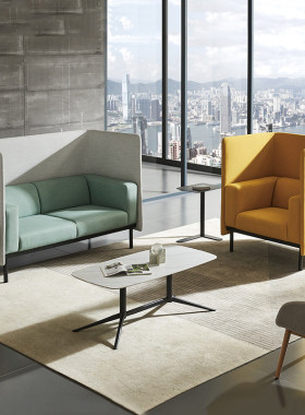 办公沙发高背现代轻奢商务会客接待休闲区卡座简约创意设计师卡位