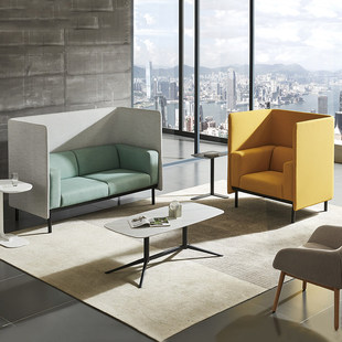 办公沙发高背现代轻奢商务会客接待休闲区卡座简约创意设计师卡位