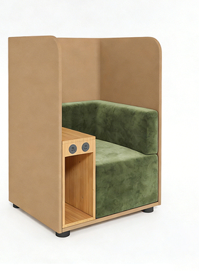 休闲沙发高背半包围带桌板候机室图书馆办公私密空间单人卡座沙发