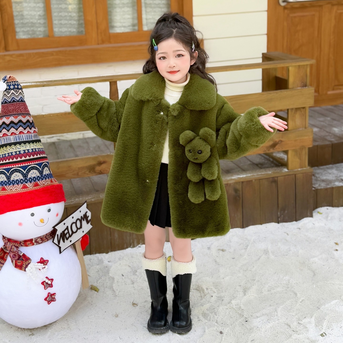 儿童可爱保暖棉服女童加厚棉袄女孩冬装皮毛一体外套小宝宝毛毛衣,童装/婴儿装/亲子装,皮草/仿皮草,淘宝优惠券,粉丝福利购,淘宝优惠卷