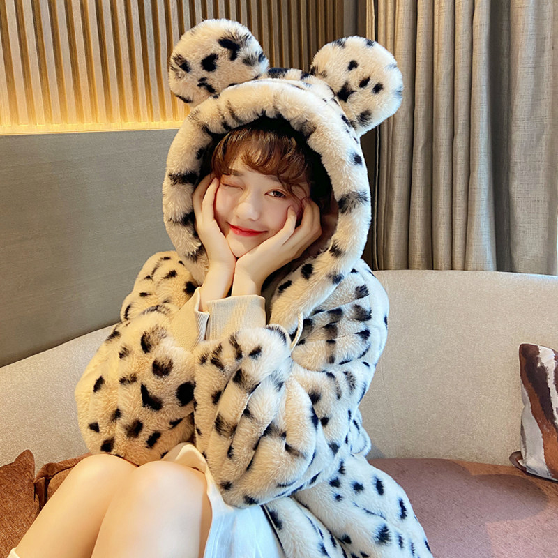 冬季童装亲子装洋气连帽加厚儿童仿皮草外套母女装男童宝宝棉衣韩