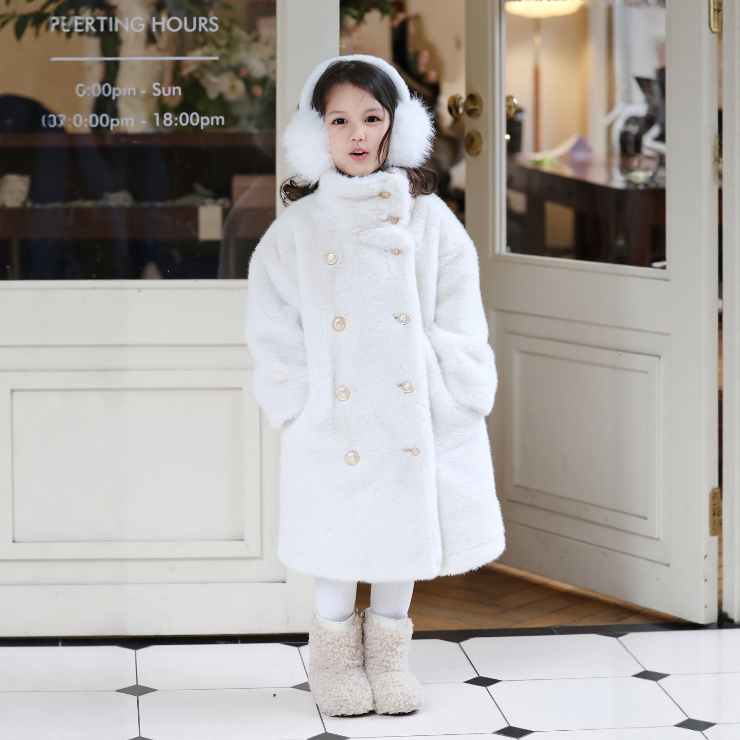 女童皮毛一体外套保暖大衣