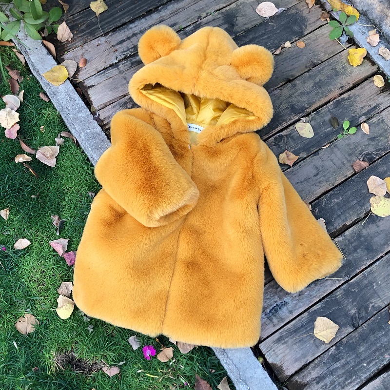 仿兔绒外套男女童加厚冬季棉衣