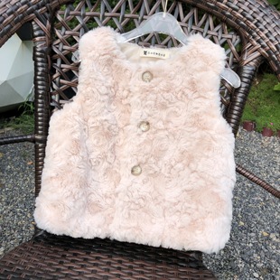 外套 秋冬季 儿童皮草兔毛绒马甲女童小孩宝宝男童坎肩背心童装 新款