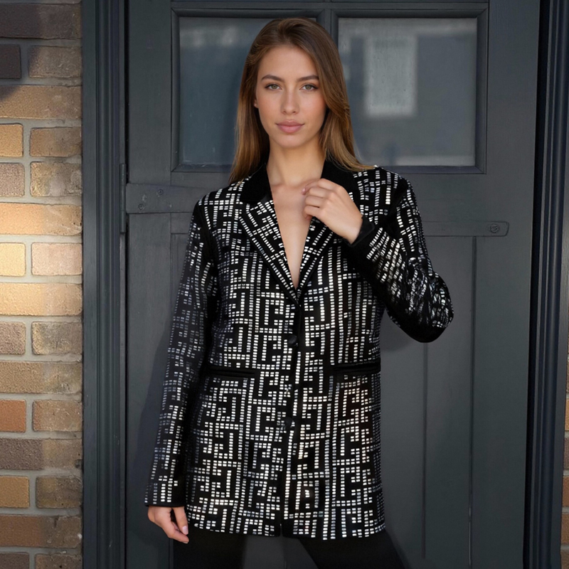 小香风百搭黑白格纹西装短外套女