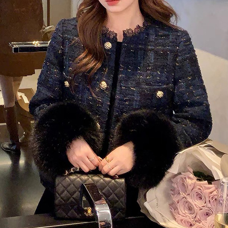 法式小香风粗花呢百搭显瘦短外套