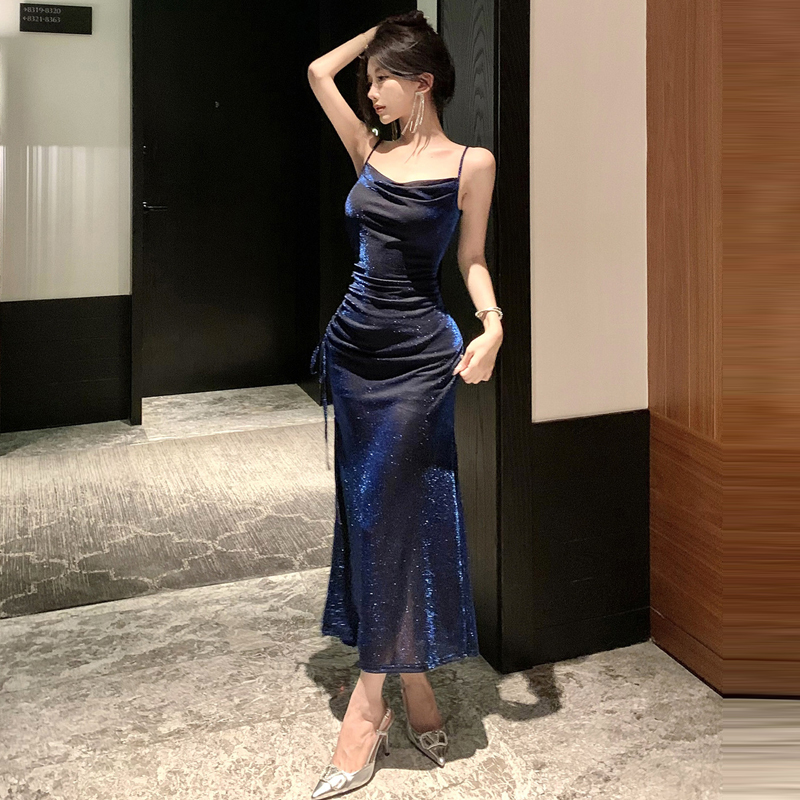 夜店性感气质名媛吊带连衣裙女轻奢小众宴会生日party小礼服长裙