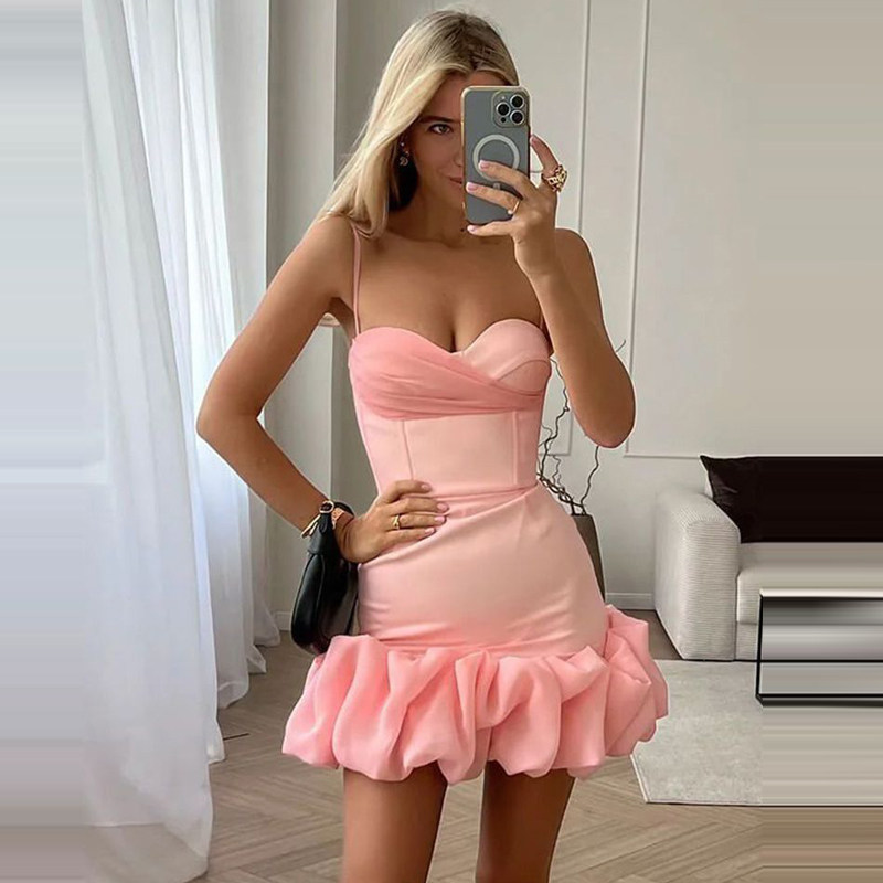夜店性感抹胸露背吊带裙生日晚宴聚会礼服短裙修身包臀名媛连衣裙
