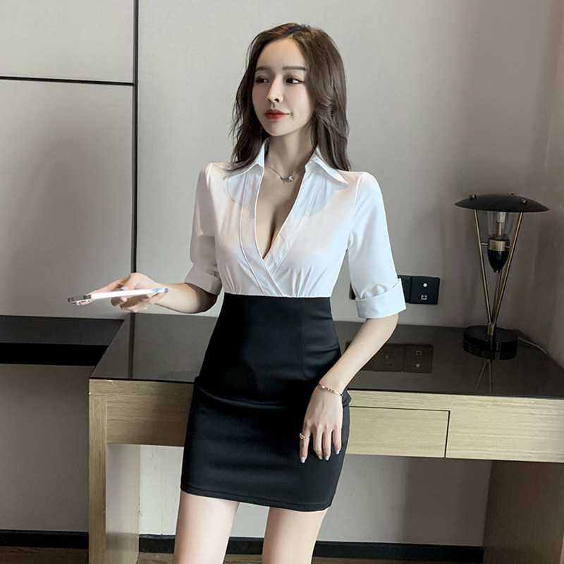 夜店性感V领紧身包臀显瘦连衣裙