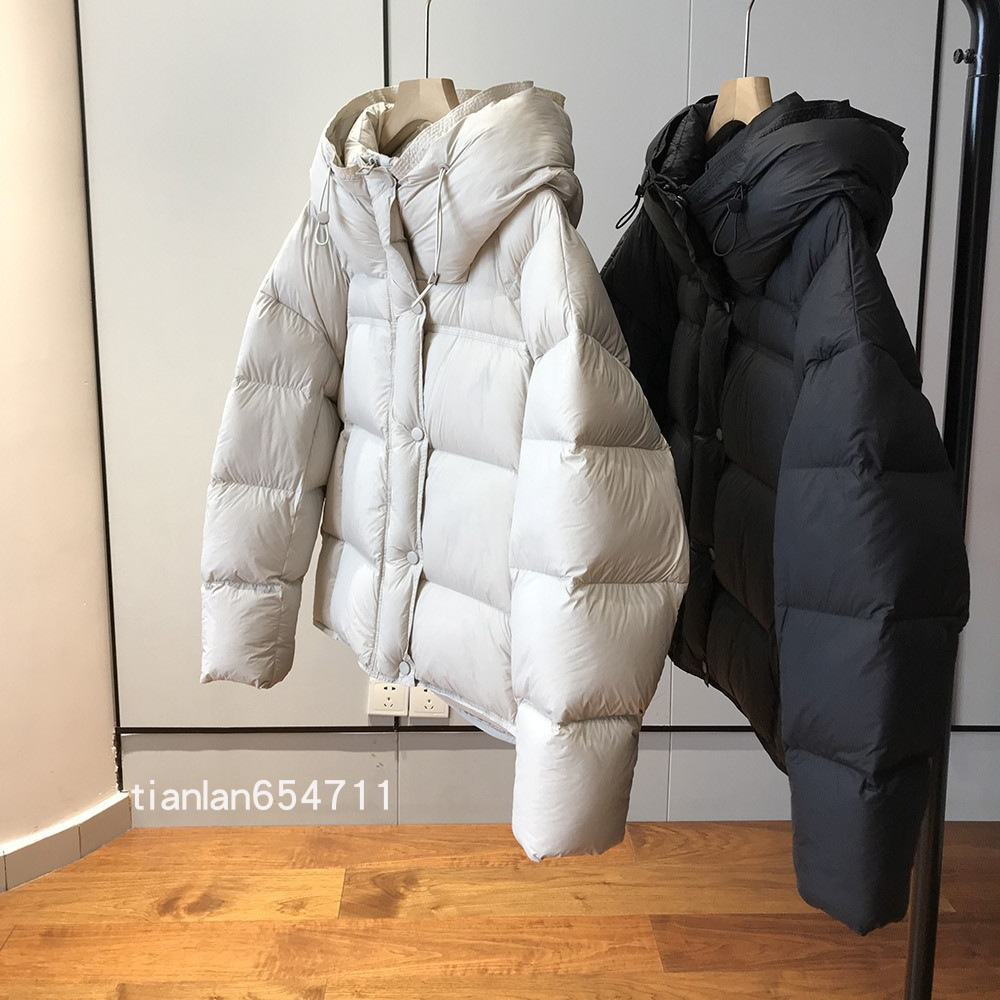 特~少量~超 超值！90白鸭绒！加厚宽松短款连帽面包羽绒服外套