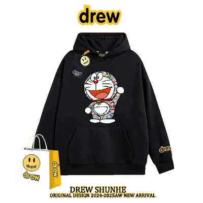 美式高街drew联名卫衣连帽外套