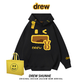 drew潮牌复古嘻哈连帽卫衣美式 街头男女宽松百搭情侣加绒上衣外套