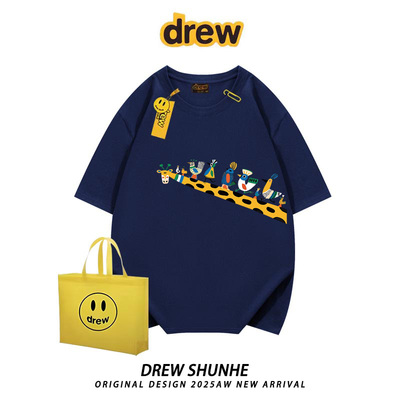 drew美式潮牌oversize情侣半袖