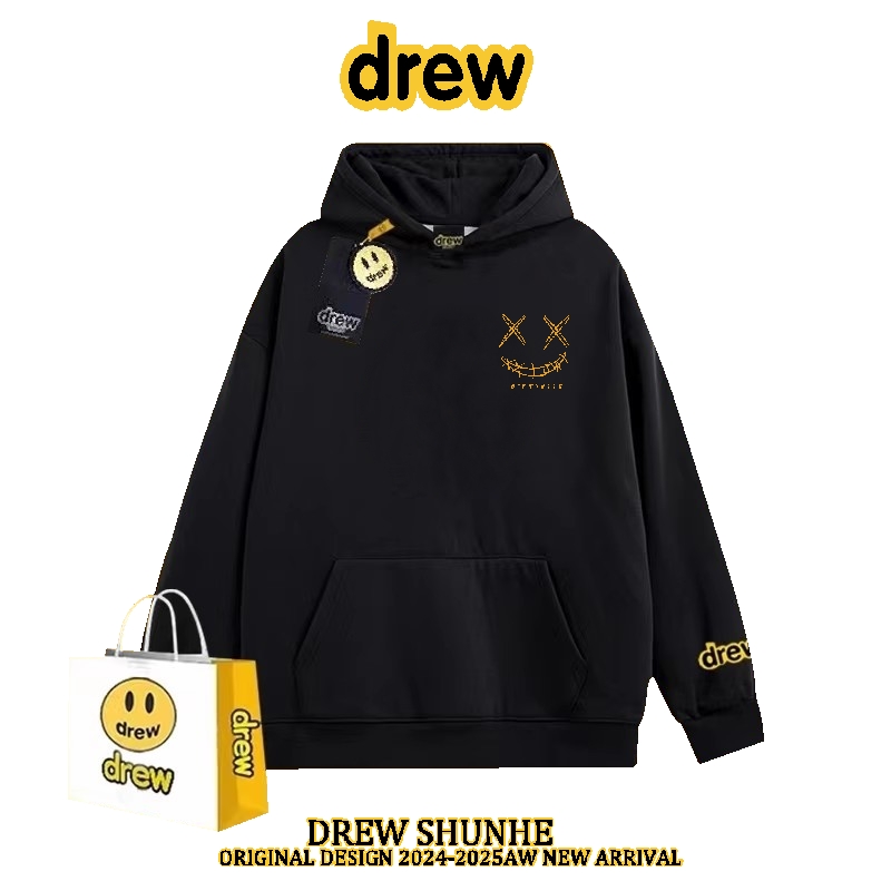 drew笑脸潮牌恶魔眼纯棉连帽卫衣欧美高街BF宽松男女情侣外套ins