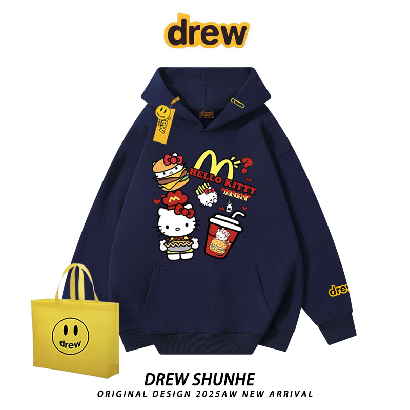 drew可爱汉堡HelloKitty连帽卫衣