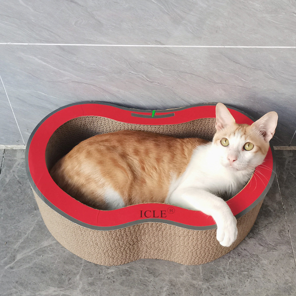 益蔻icle可爱红苹果一体宠物猫瓦楞纸猫抓板猫窝非组装耐用猫窝