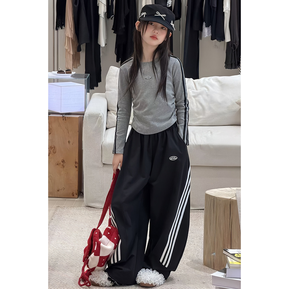 韩国女童学院风长袖T2026新款儿童洋气打底衫女孩秋装裤子两件套