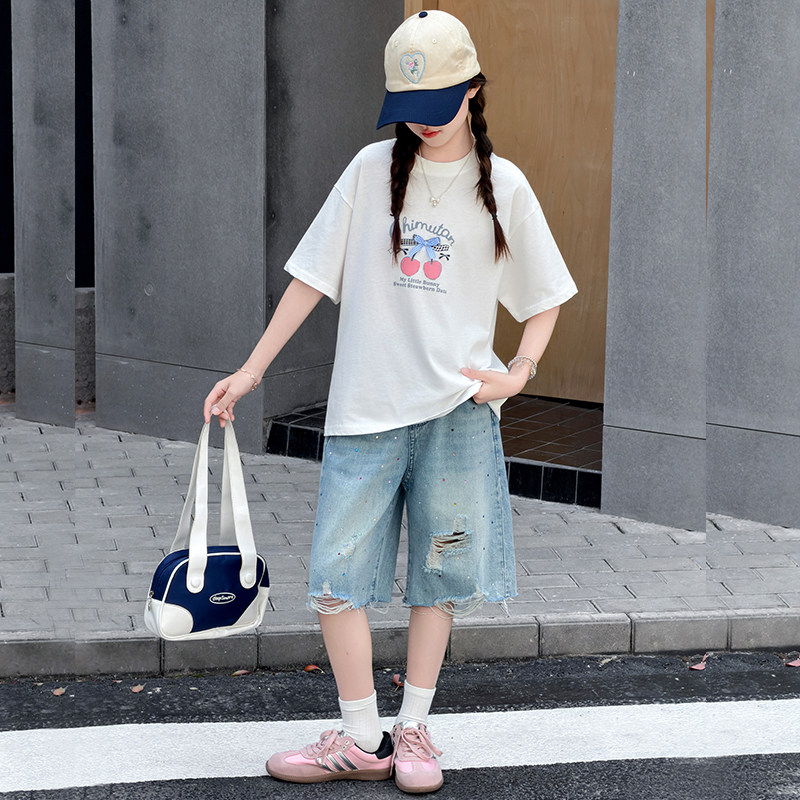 女童短袖t恤2026新款中大童女孩初中生夏季薄款半袖上衣体恤夏装图片