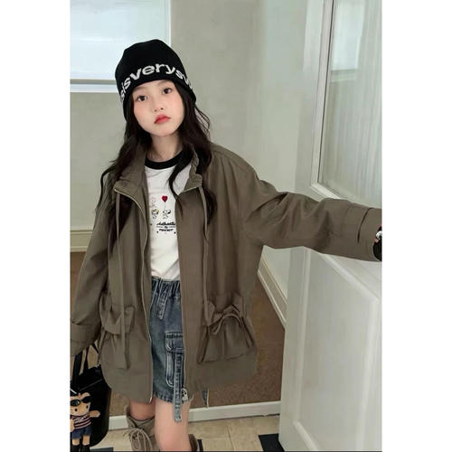 韩系女童风衣外套春秋款2026新款儿童洋气工装夹克中大童秋季上衣
