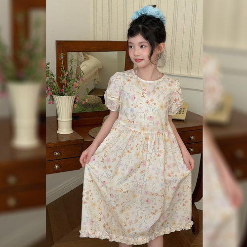 女童夏装连衣裙2026新款洋气小女孩巨好看碎花公主裙儿童夏季裙子