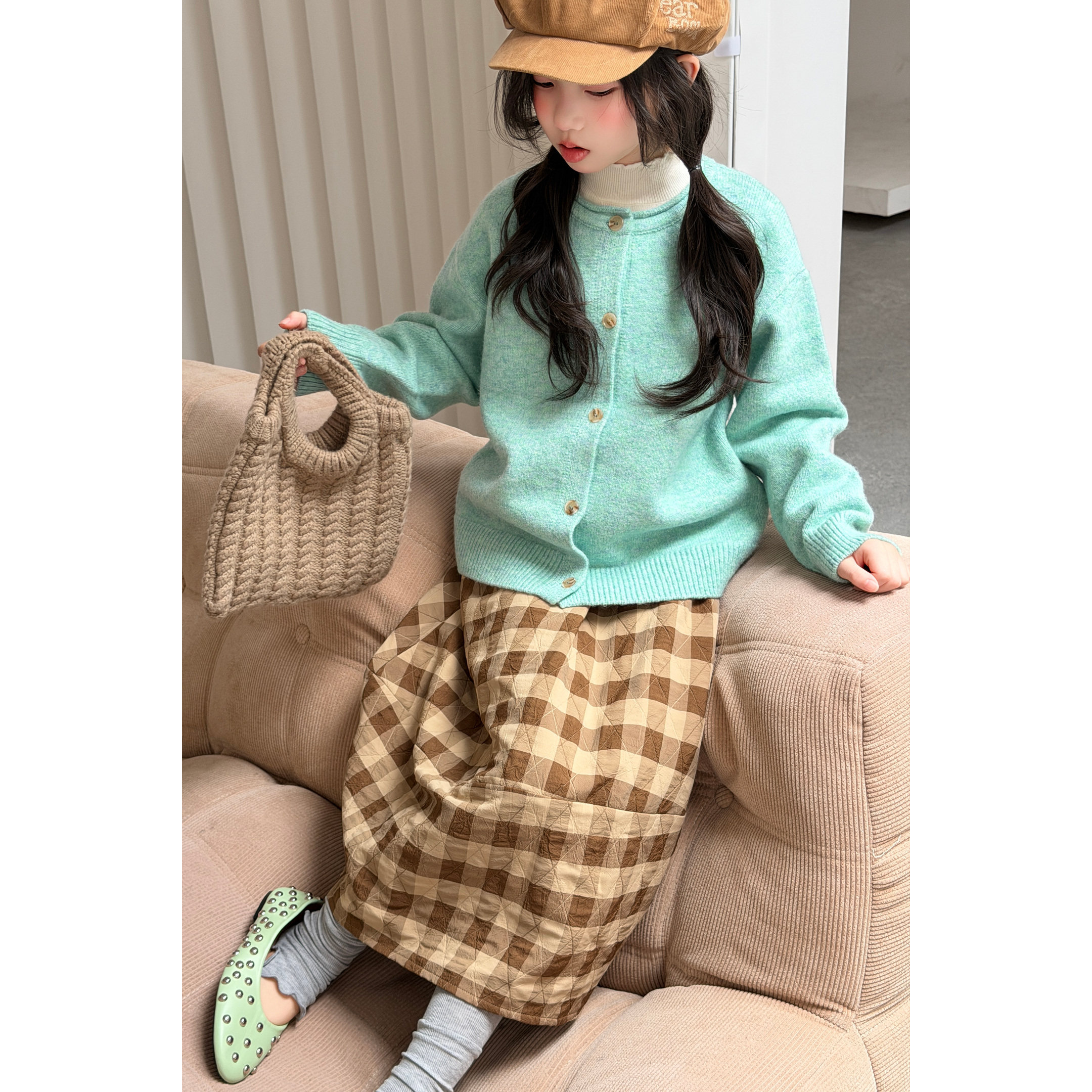 韩系女童宽松针织开衫秋季2026新款中大童初中生百搭休闲毛衣外套