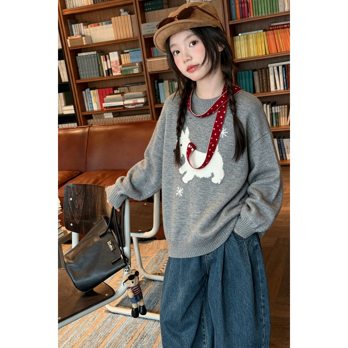 韩系女童卡通毛衣外套2026秋季新款儿童秋装洋气圆领套头针织上衣