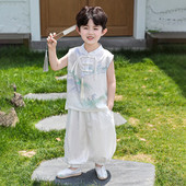 日常可穿2025新款 唐装 帅气儿童夏季 新中式 无袖 男童汉服国风套装