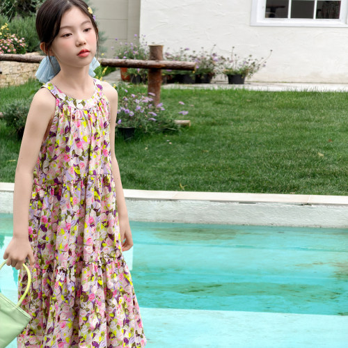 女童夏季碎花连衣裙2026新款儿童公主裙洋气背心裙宝宝棉布连衣裙