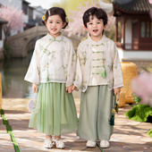 日常中国风古装 男童汉服春夏季 套装 超仙女童唐装 国学表演服 新中式