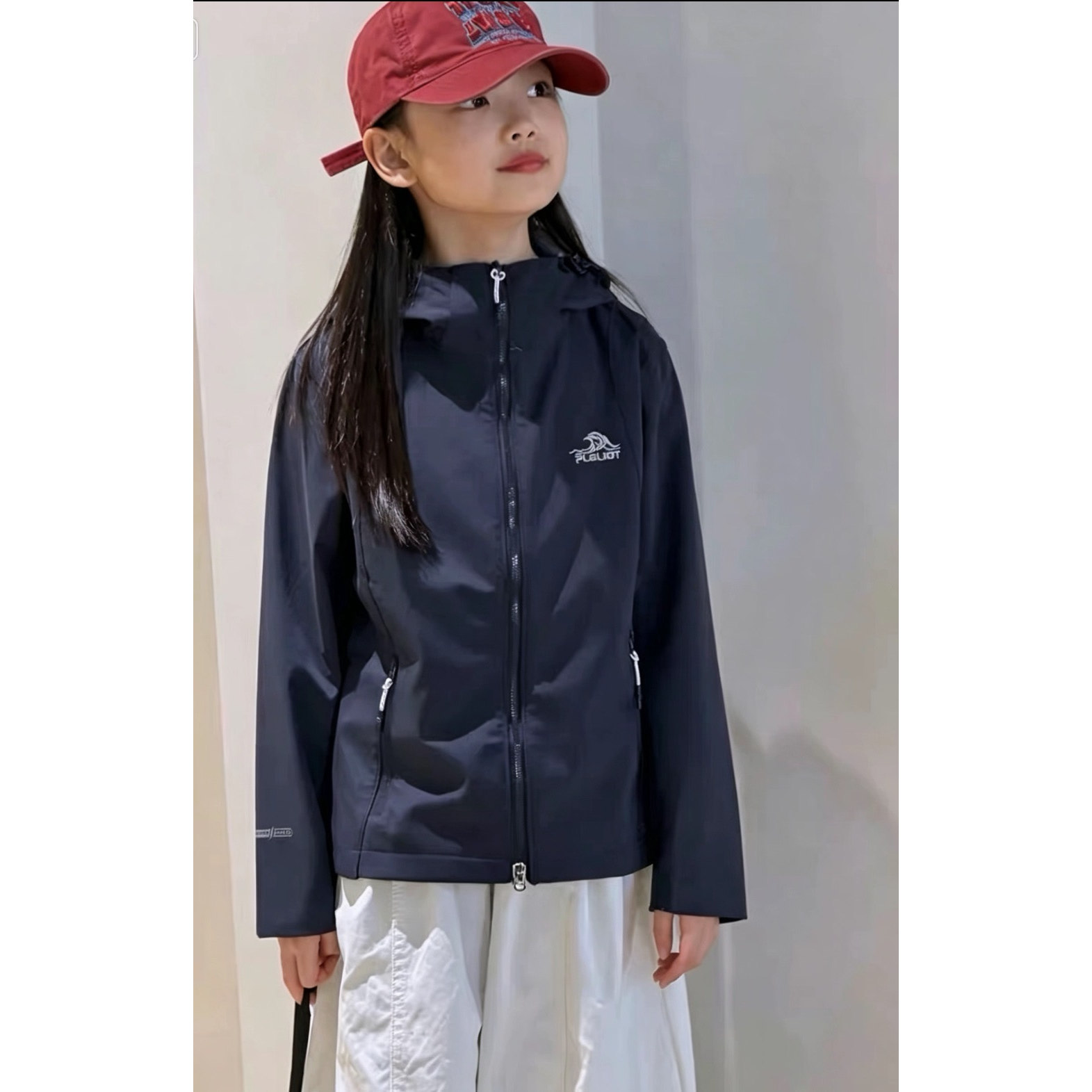 女童薄款冲锋衣2026春夏新款童装修身拉链衫女大童连帽瑜伽服外套
