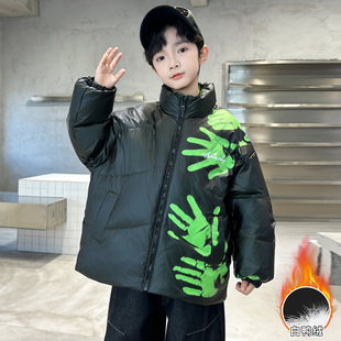 儿童冬装羽绒服温感变色三防免洗面包服2026新款男童加厚保暖衣服