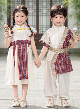 儿童少数民族服装西域风藏族卓玛白马舞蹈服夏季小学生六一演出服