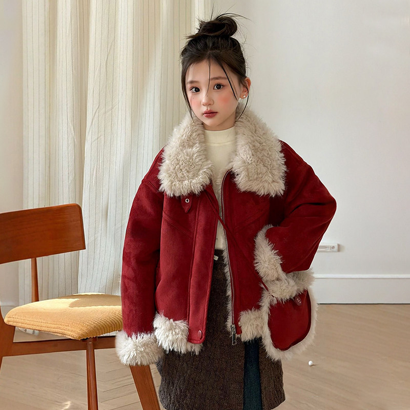 女童皮毛一体外套冬季2026新款儿童加绒红色拜年服冬装翻领毛毛衣,童装/婴儿装/亲子装,普通外套,淘宝优惠券,粉丝福利购,淘宝优惠卷
