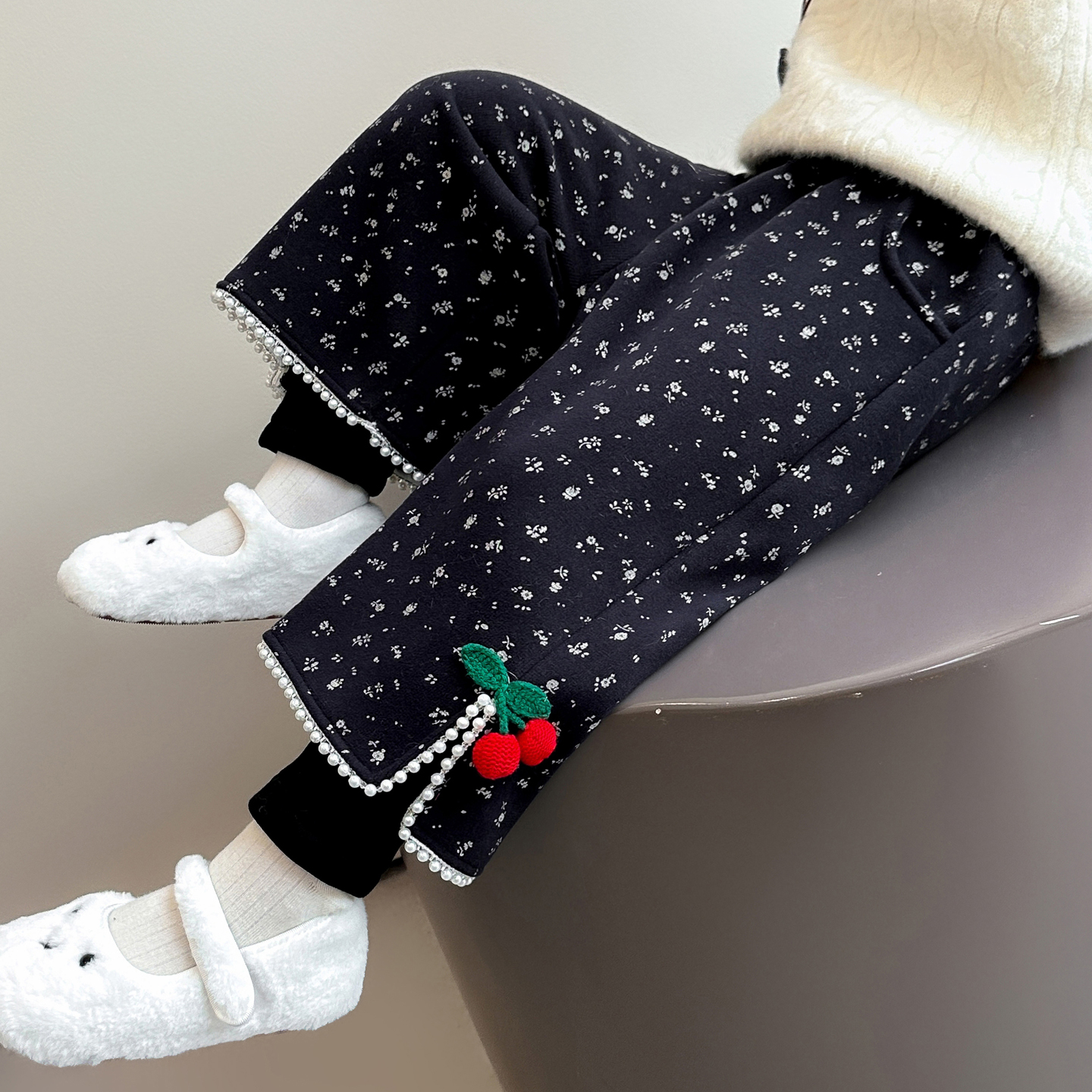 女童加绒裤子冬季2025新款洋气时髦儿童假两件休闲裤冬装保暖裤潮