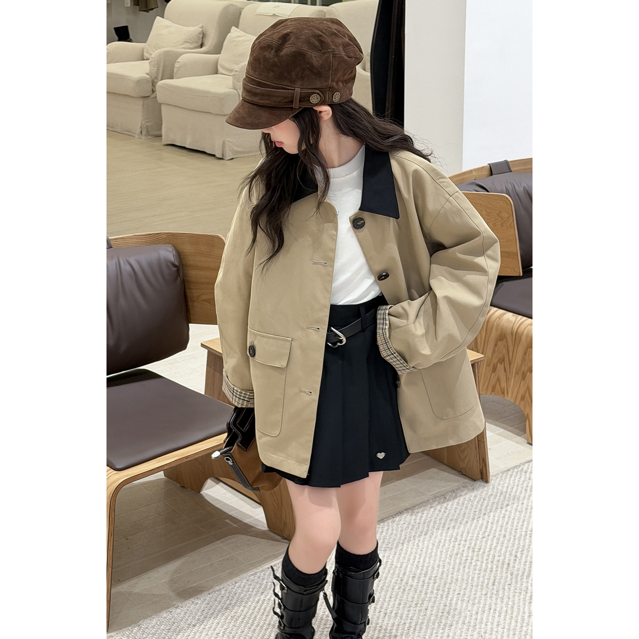 韩系女童超洋气风衣2026春秋季新款儿童秋装中长款小女孩宽松外套