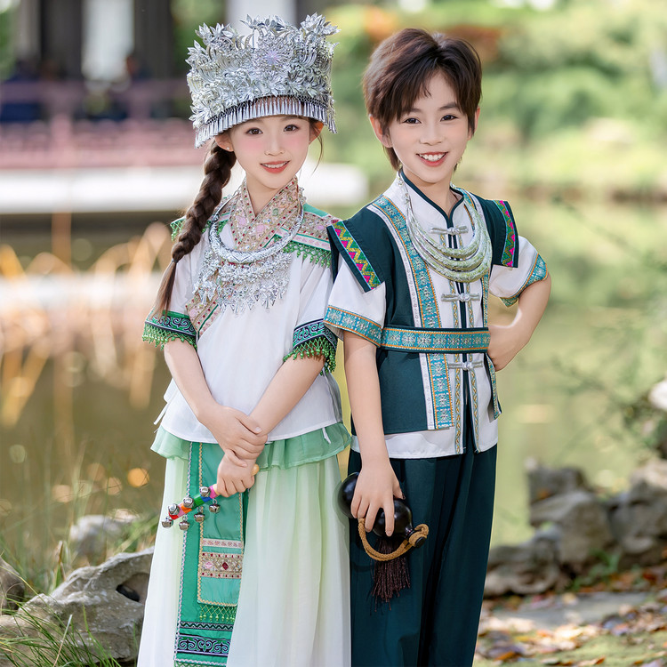儿童民族服饰畲族苗族仫佬族壮族少数民族中秋幼儿园舞台走秀服装
