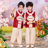 两件套春秋中小童洋气日常可穿春 新中式 汉服男童国风套装 儿童长袖