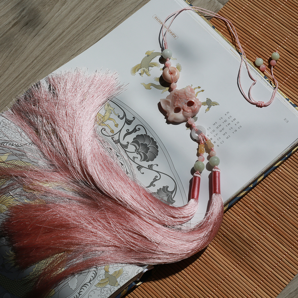 汉服中式玉佩古风猫咪面具禁步